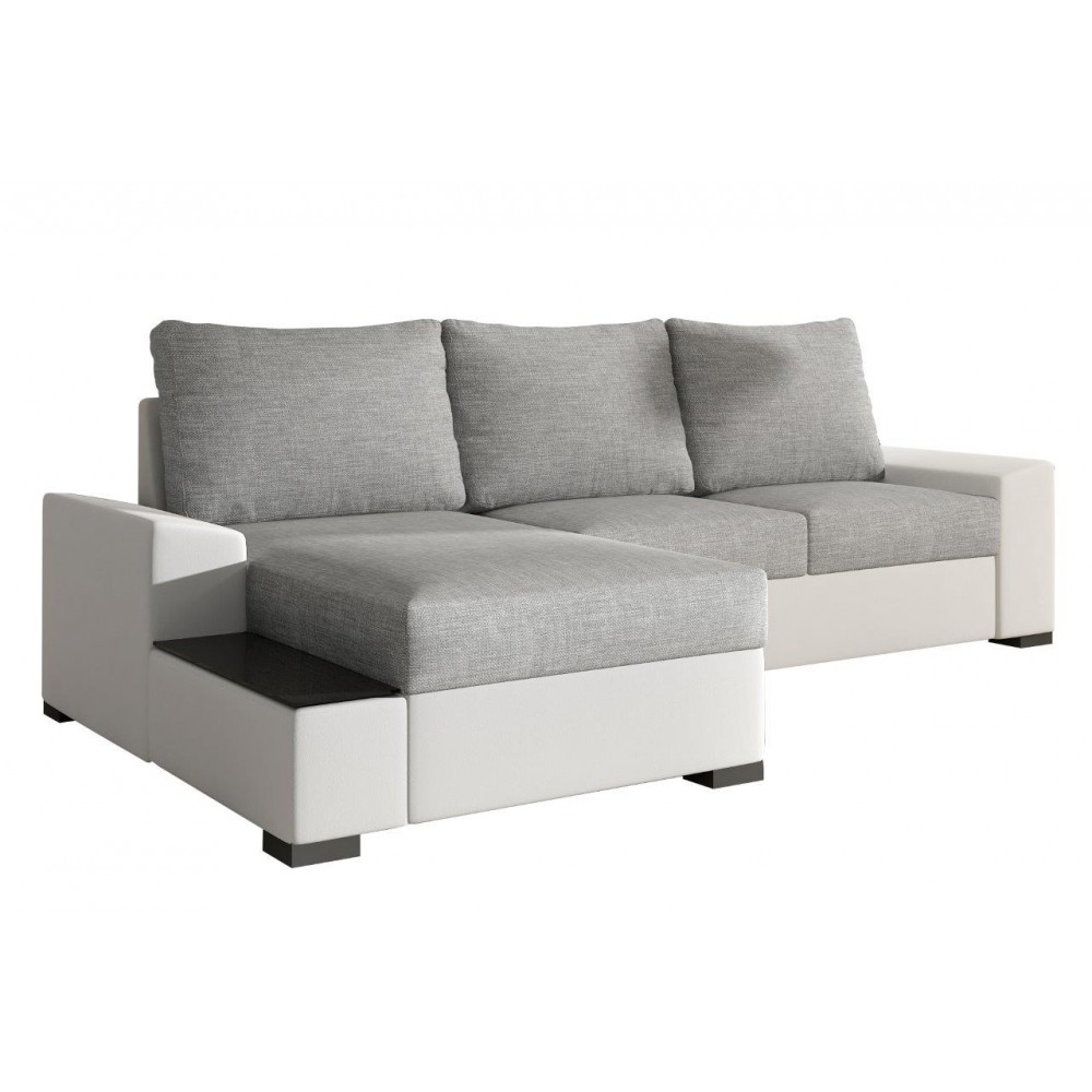 Γωνιακός καναπές Nero-Λευκό - Γκρι ανοιχτό-Αριστερή