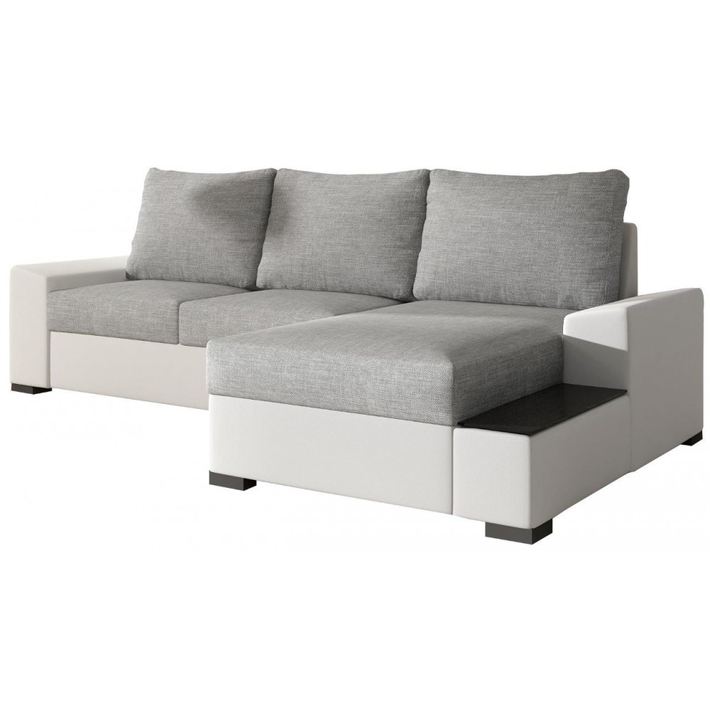 Γωνιακός καναπές Nero-Λευκό - Γκρι ανοιχτό-Δεξιά