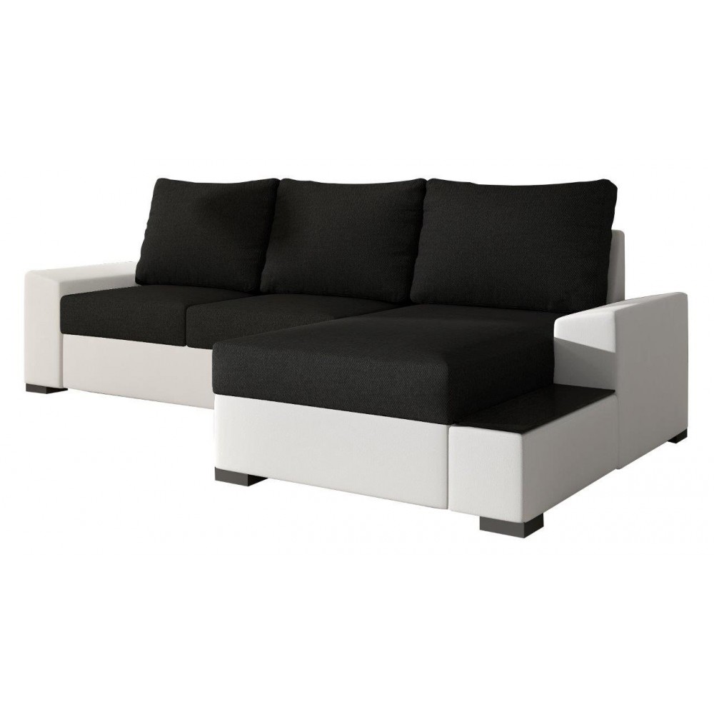 Γωνιακός καναπές Nero-Λευκό - Μαύρο-Δεξιά