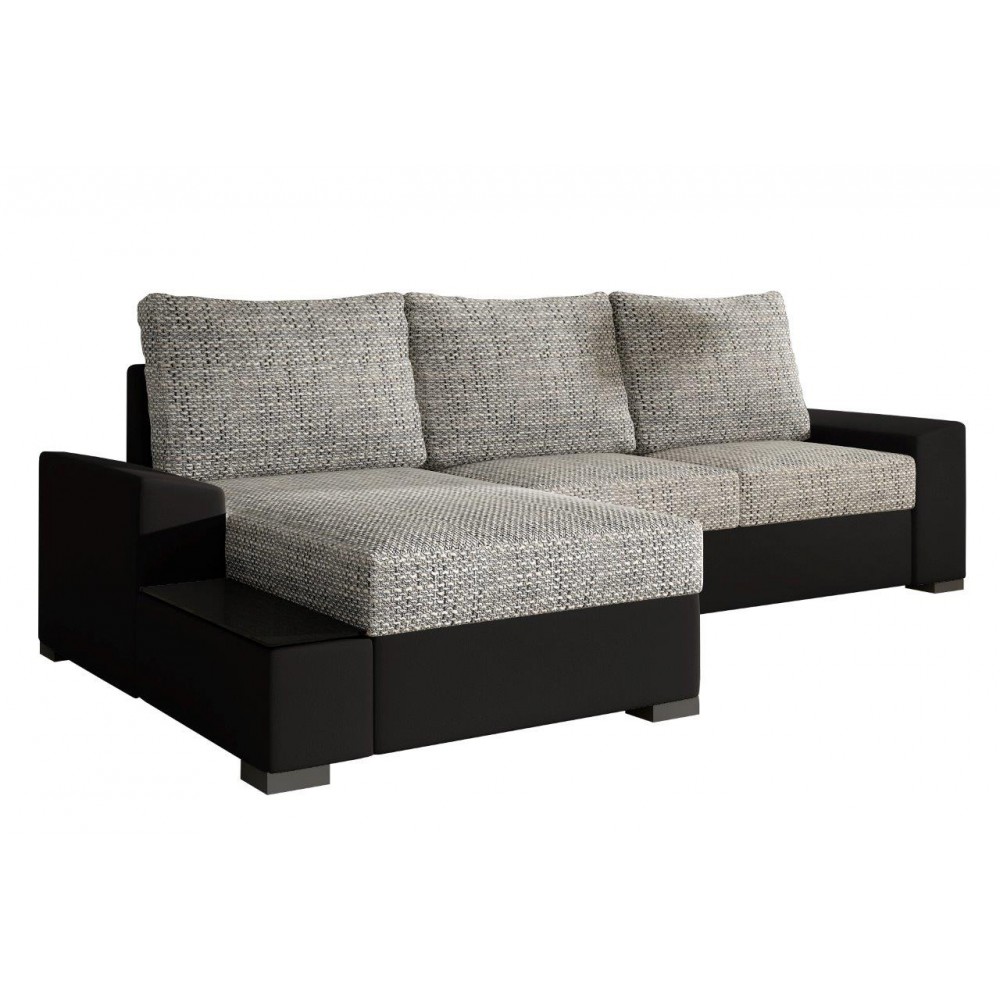 Γωνιακός καναπές Nero-Μαύρο - Γκρι ανοιχτό-Αριστερή