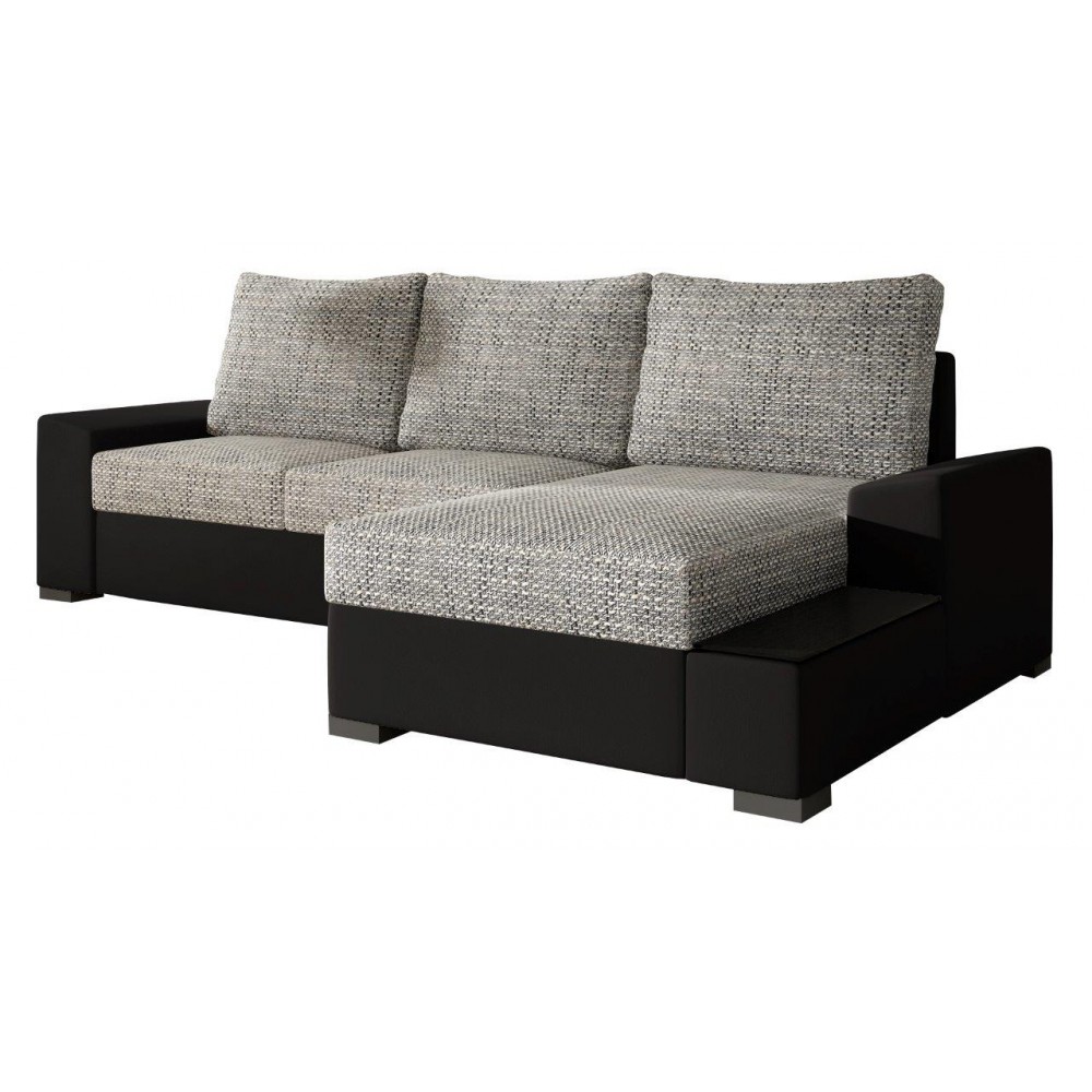 Γωνιακός καναπές Nero-Μαύρο - Γκρι ανοιχτό-Δεξιά