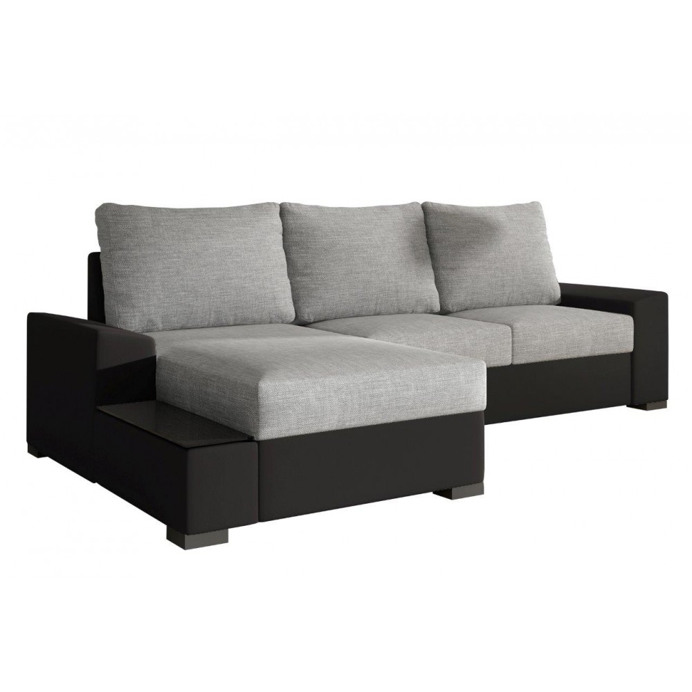 Γωνιακός καναπές Nero-Μαύρο - Γκρι-Αριστερή