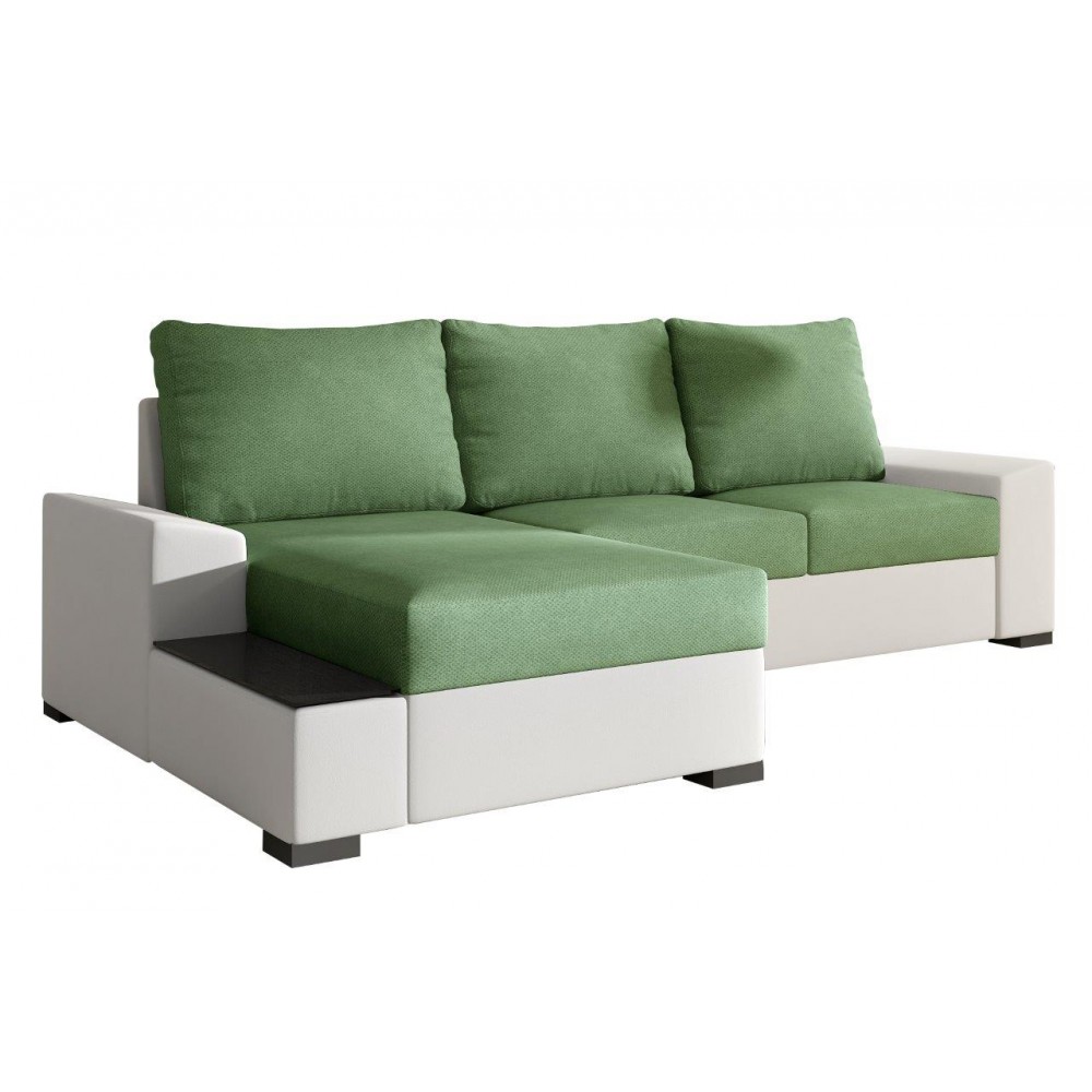 Γωνιακός καναπές Nero-Λευκό - Φυστικί-Αριστερή