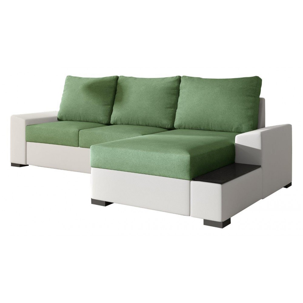 Γωνιακός καναπές Nero-Λευκό - Φυστικί-Δεξιά