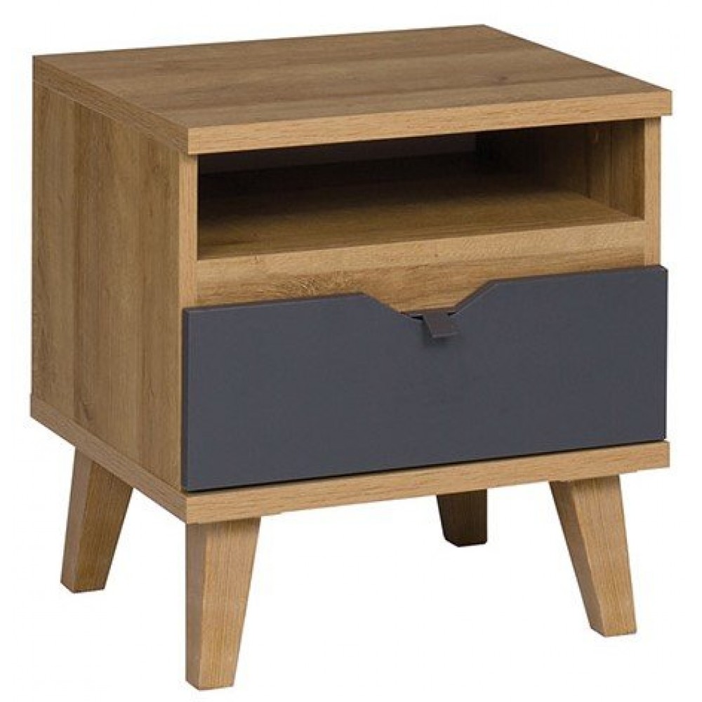 Κομοδίνο Memone-Φυσικό - Γκρι