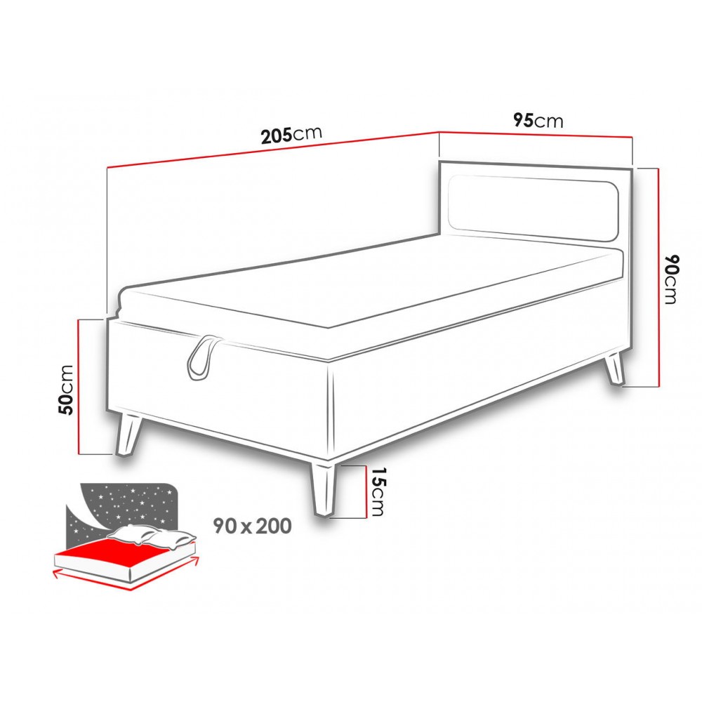 Κρεβάτι Memone-Φυσικό - Γκρι