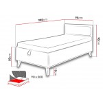 Κρεβάτι Memone-Φυσικό - Γκρι