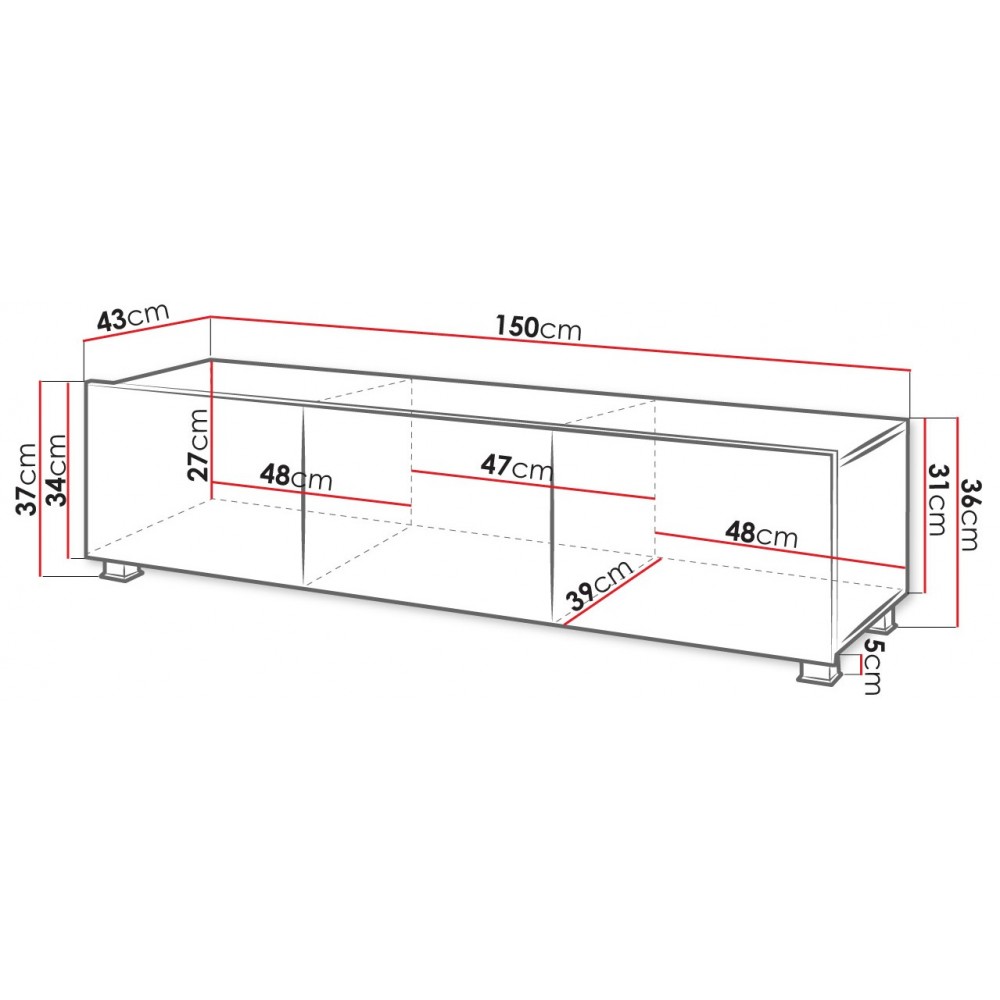 Έπιπλο τηλεόρασης Calabrini-Λευκό-Μήκος: 150 εκ.