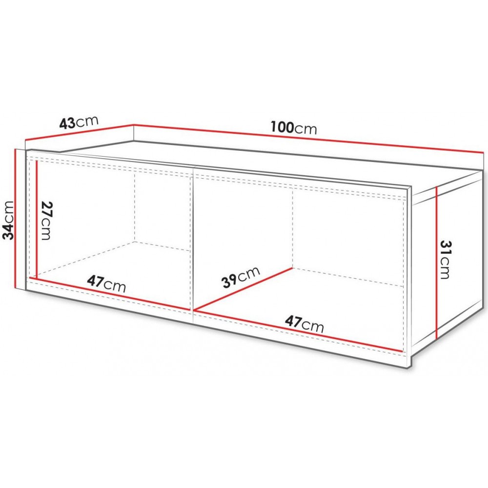 Έπιπλο τηλεόρασης Calabrini-Μαύρο-Μήκος: 100 εκ.
