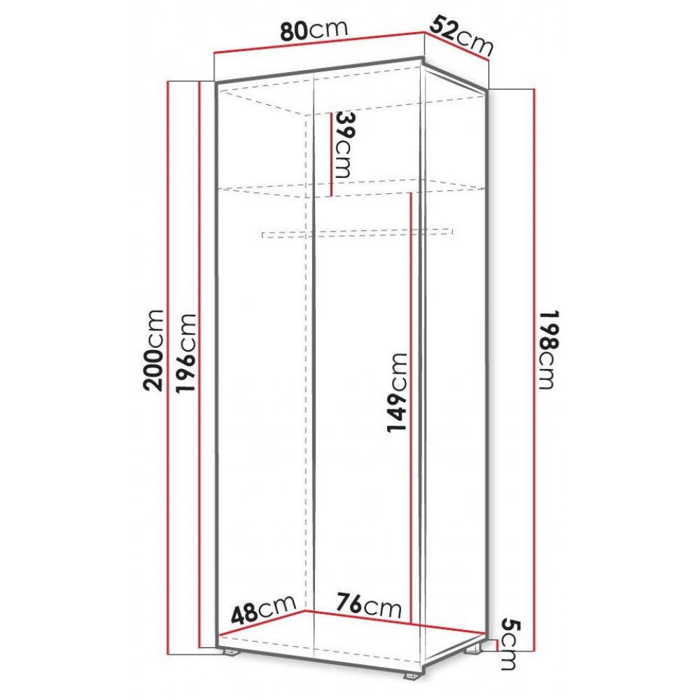 Ντουλάπα Calabrini δίφυλλη-Λευκό