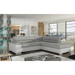 Γωνιακός καναπές Versus-Γκρι ανοιχτό - Λευκό-Δεξιά