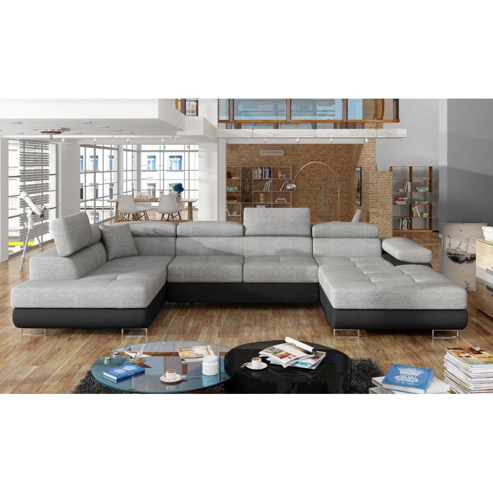 Γωνιακός καναπές Romeo-Αριστερή-Γκρι - Μαύρο 345x202x90