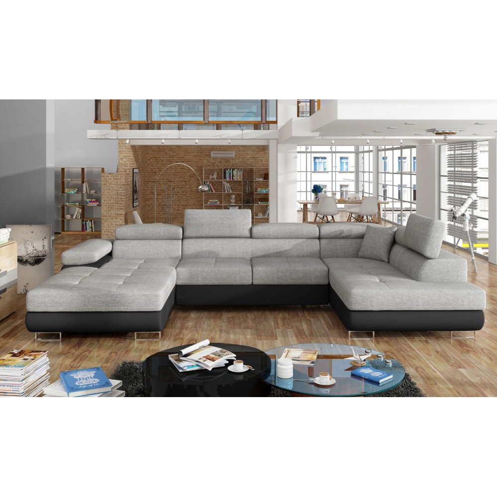 Γωνιακός καναπές Romeo-Δεξιά-Γκρι - Μαύρο