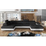 Γωνιακός καναπές Romeo-Αριστερή-Μαύρο - Λευκό