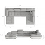 Γωνιακός καναπές Romeo-Δεξιά-Μαύρο - Λευκό