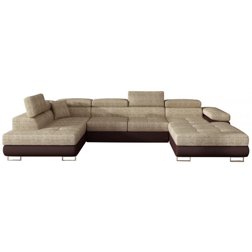 Γωνιακός καναπές Romeo-Αριστερή-Μπεζ - Καφέ