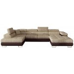 Γωνιακός καναπές Romeo-Αριστερή-Μπεζ - Καφέ