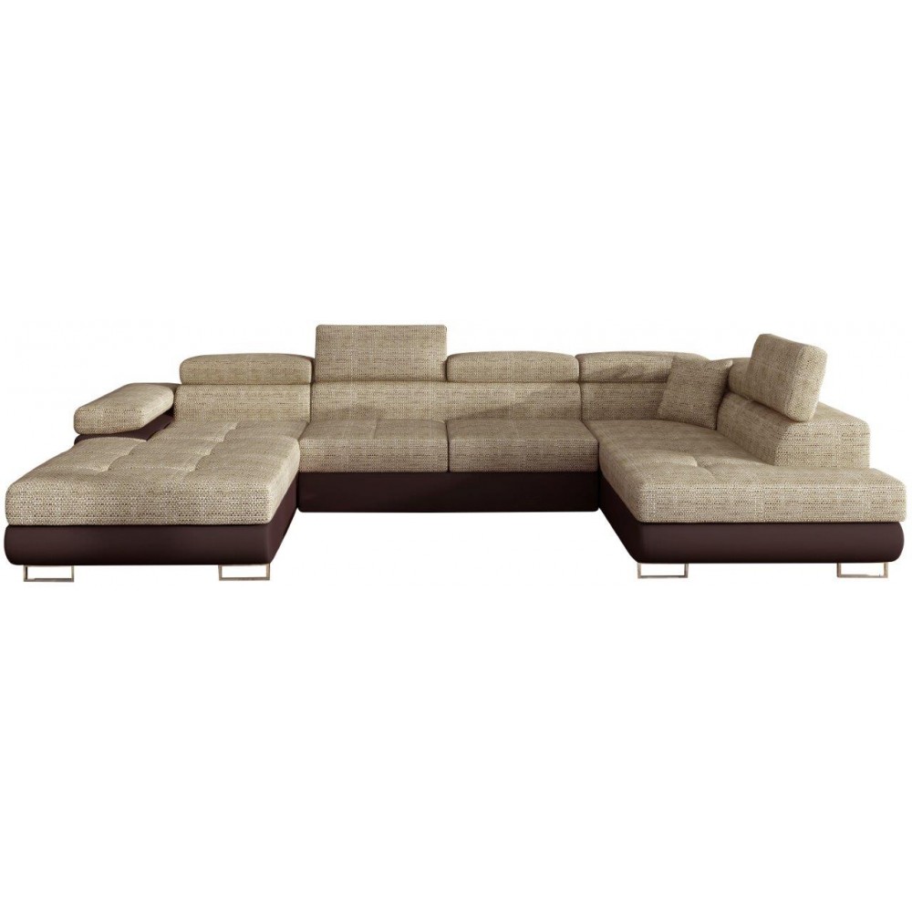 Γωνιακός καναπές Romeo-Δεξιά-Μπεζ - Καφέ