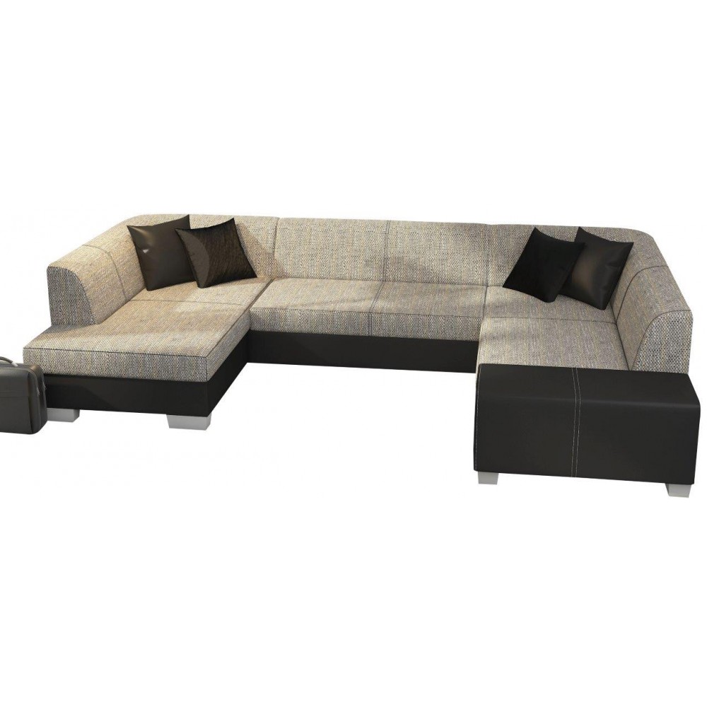 Γωνιακός καναπές Cuba-Γκρι ανοιχτό - Μαύρο-Αριστερή