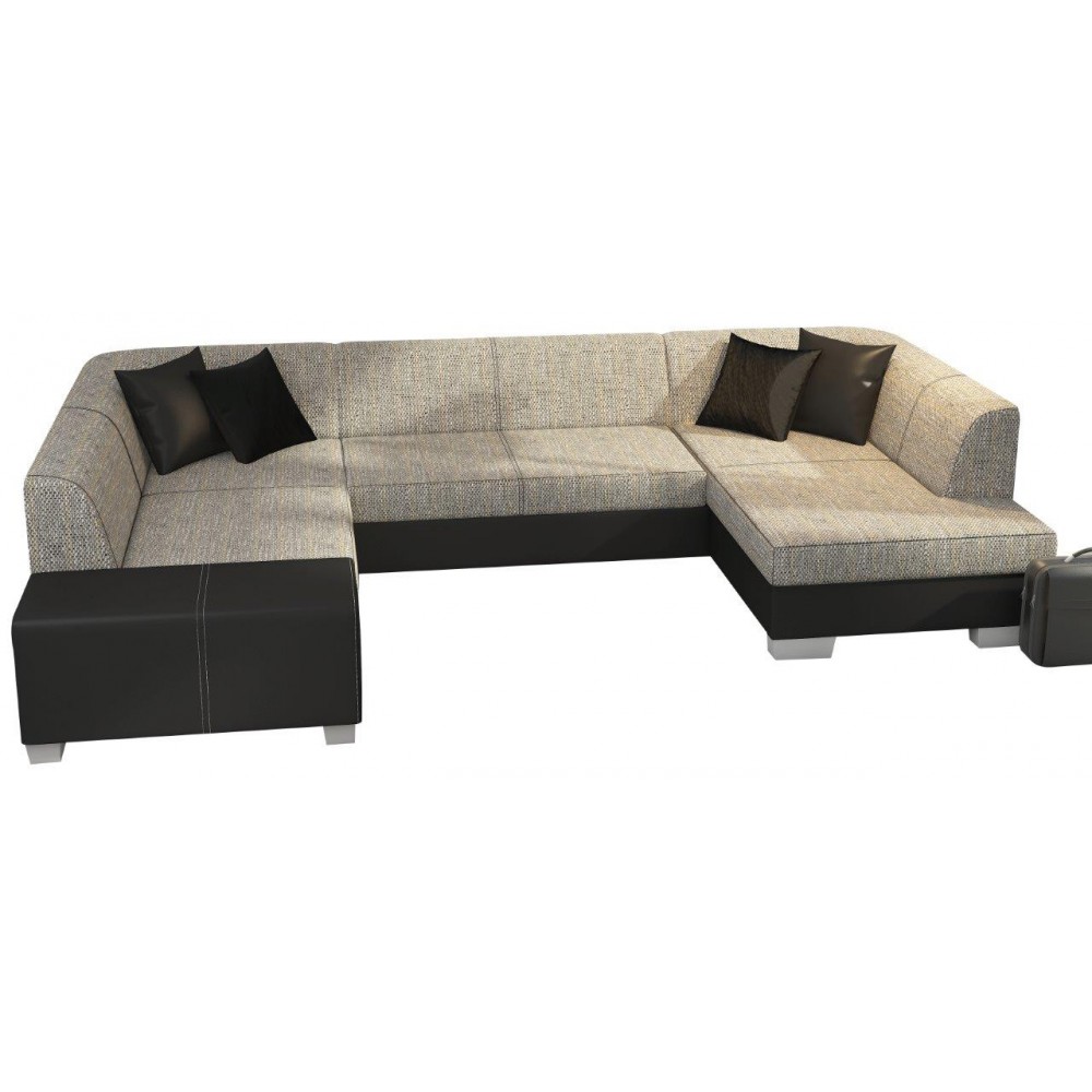 Γωνιακός καναπές Cuba-Γκρι ανοιχτό - Μαύρο-Δεξιά