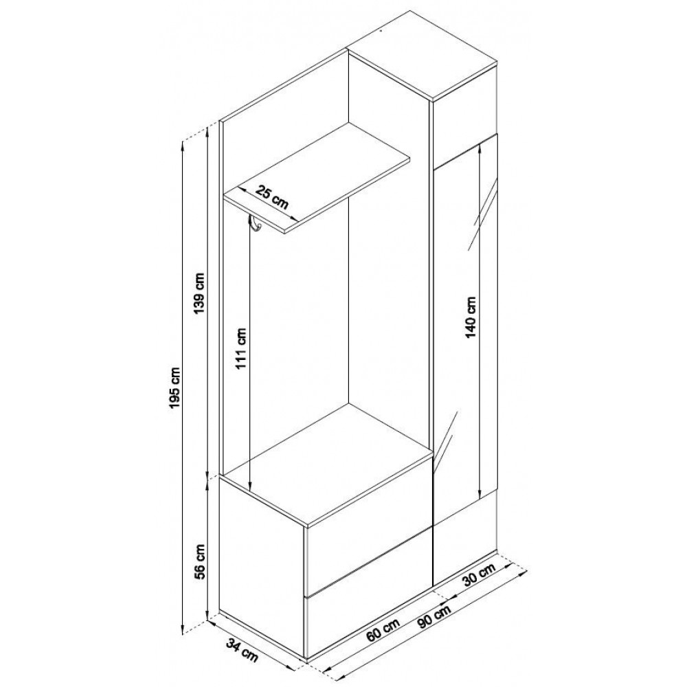 Έπιπλο εισόδου Germa 90x34x195