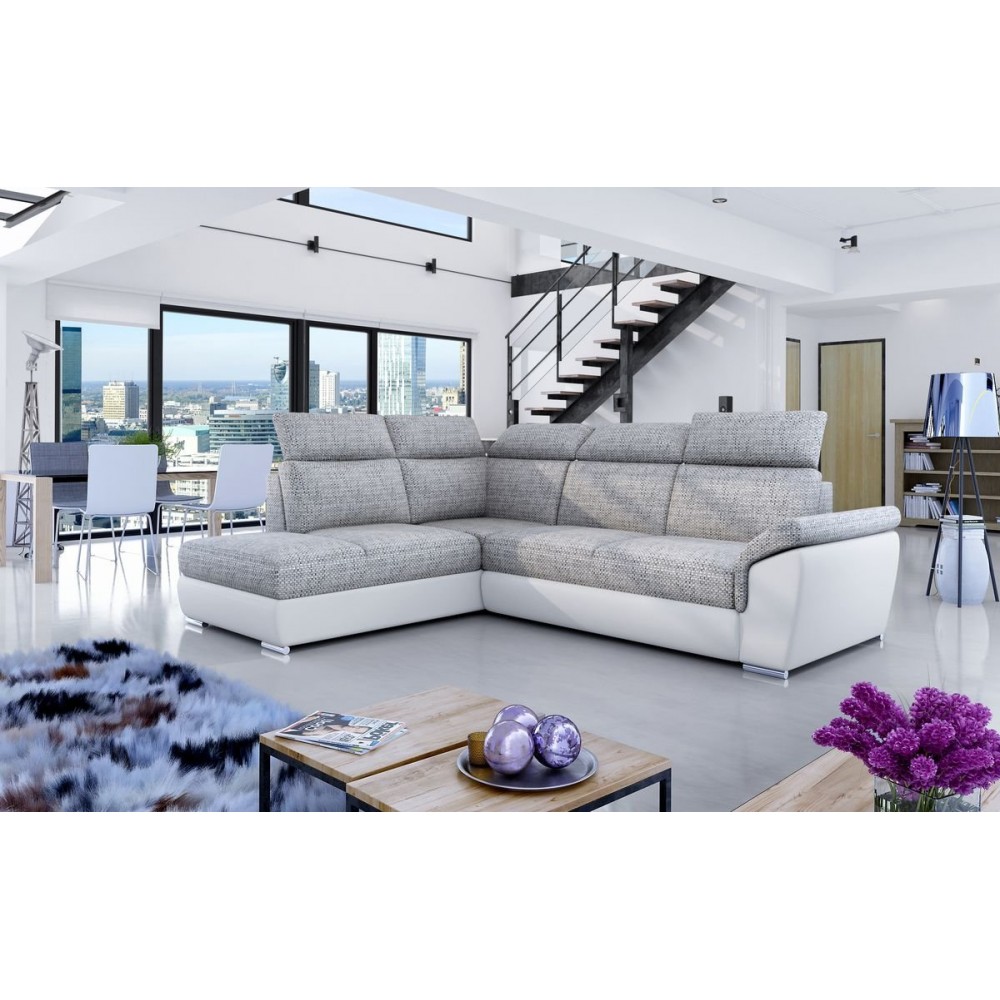 Γωνιακός καναπές Lorenzo-Αριστερή-Leuko - Gkri anoixto