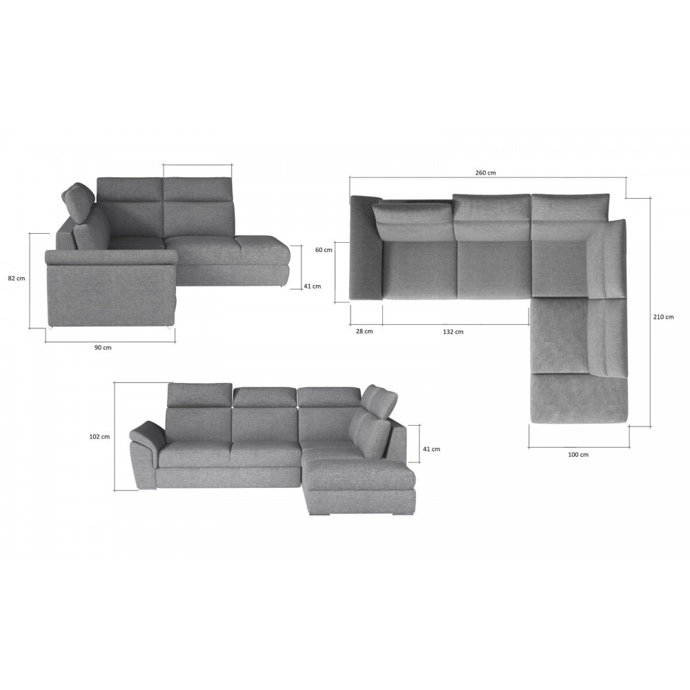 Γωνιακός καναπές Lorenzo-Δεξιά-Leuko - Gkri anoixto