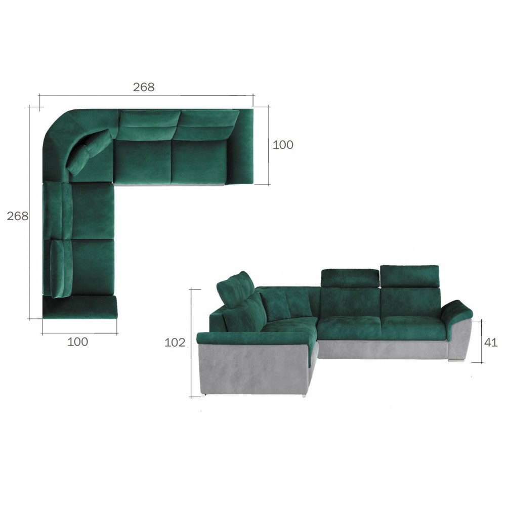 Γωνιακός καναπές Marabu-Gkri-Prasino