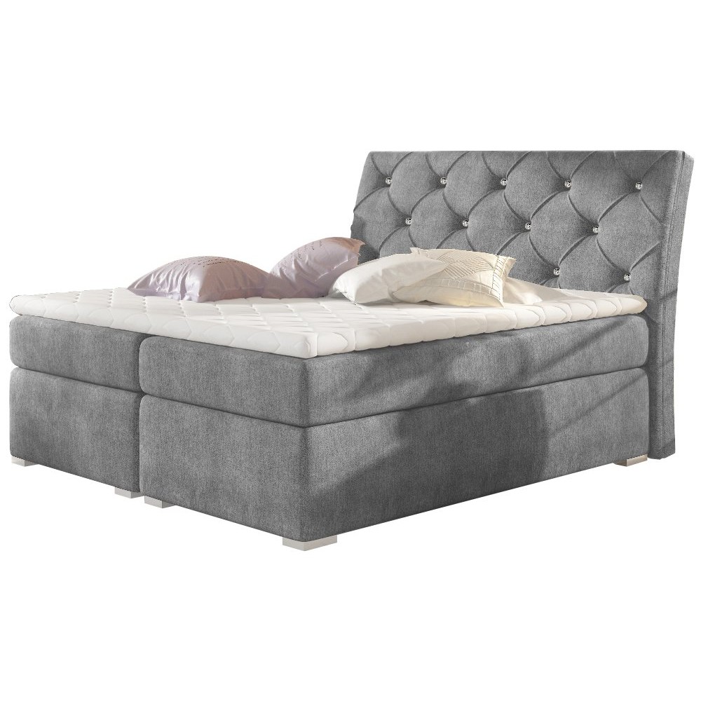 Επενδεδυμένο κρεβάτι Baltimore με στρώμα και ανώστρωμα-140 x 200-Gkri