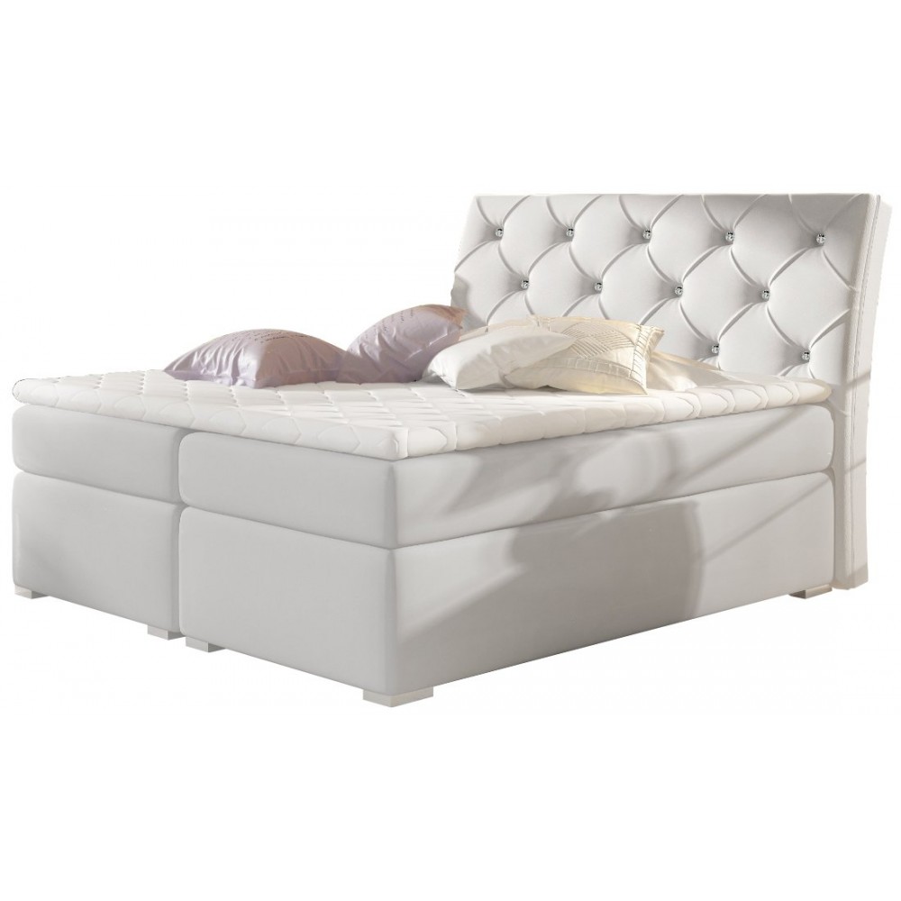 Επενδεδυμένο κρεβάτι Baltimore με στρώμα και ανώστρωμα-140 x 200-Leuko