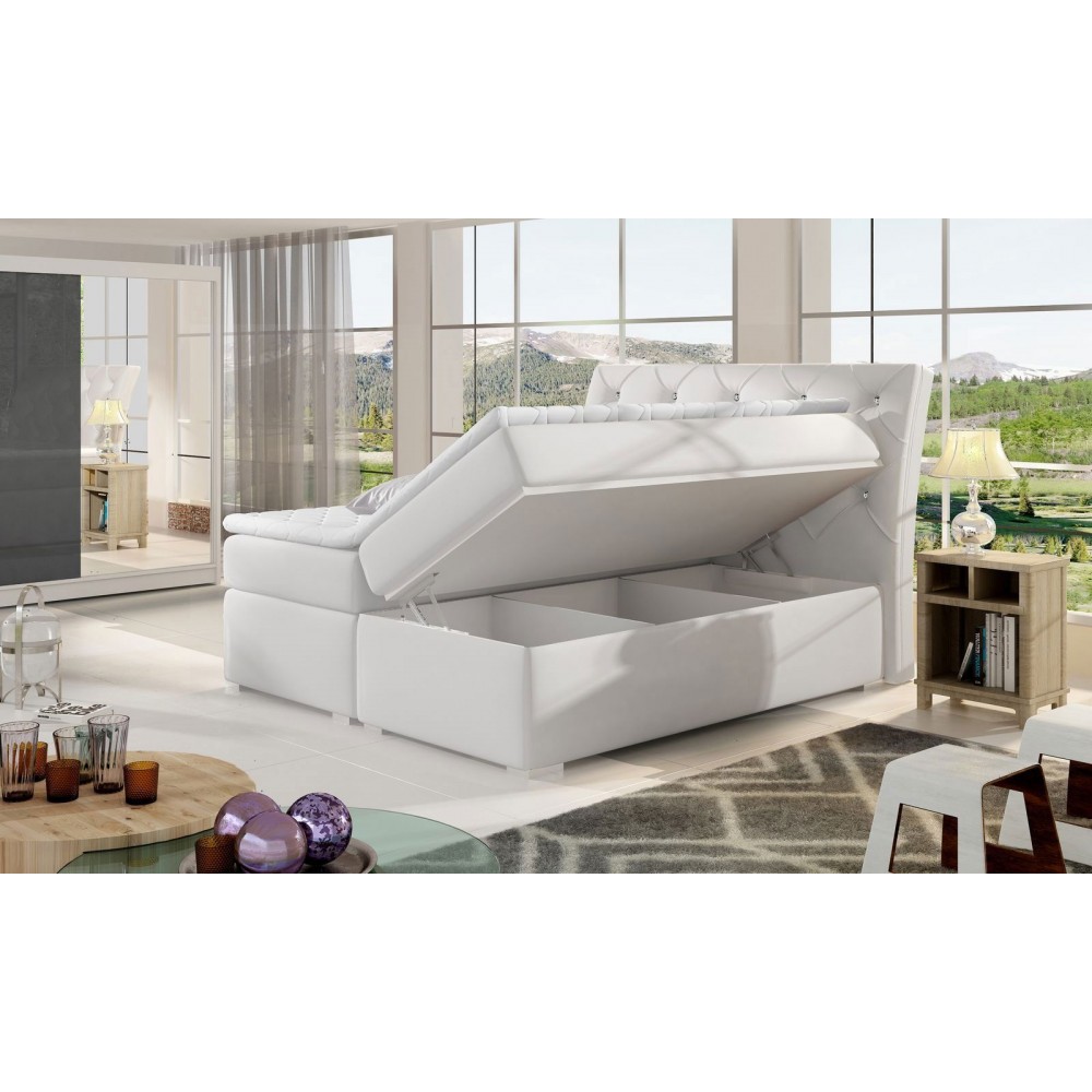 Επενδεδυμένο κρεβάτι Baltimore με στρώμα και ανώστρωμα-140 x 200-Leuko