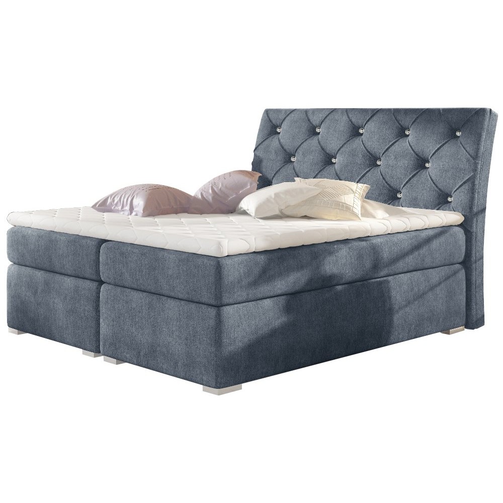 Επενδεδυμένο κρεβάτι Baltimore με στρώμα και ανώστρωμα-160 x 200-Petrol