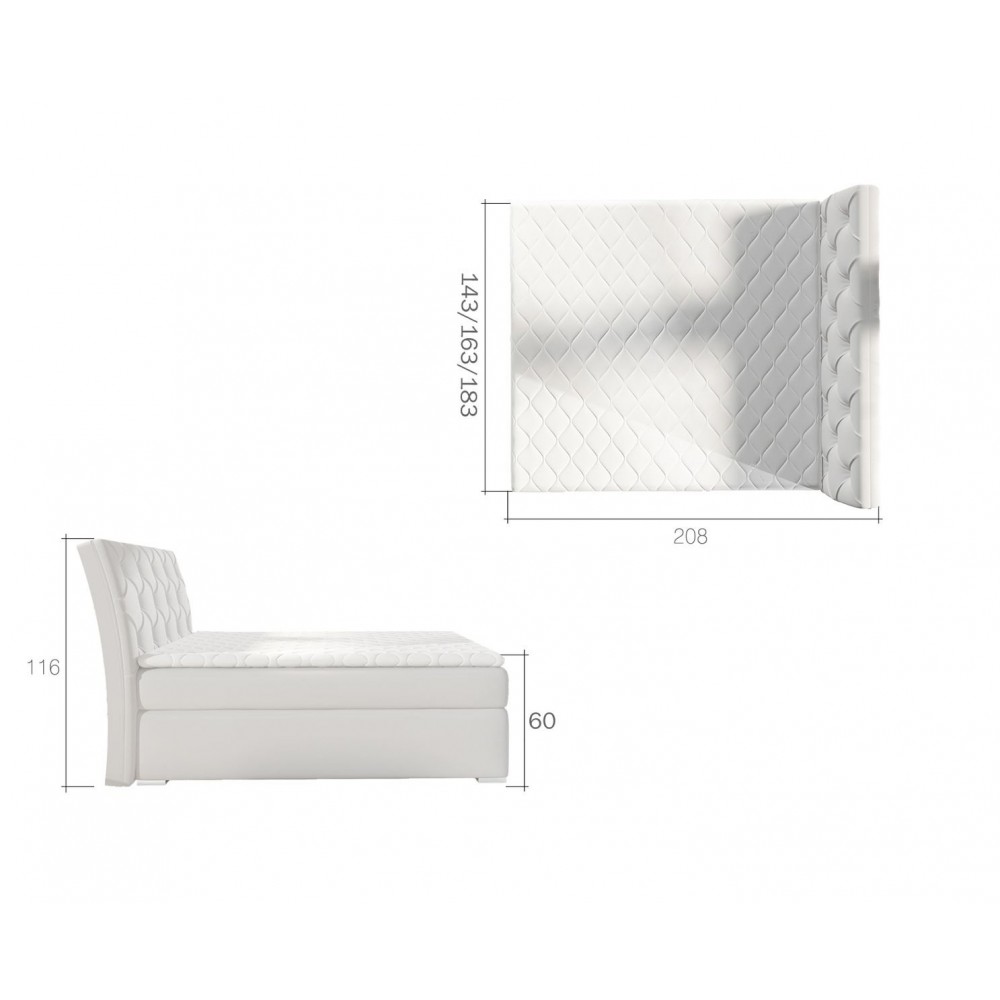 Επενδεδυμένο κρεβάτι Baltimore με στρώμα και ανώστρωμα-180 x 200-Leuko